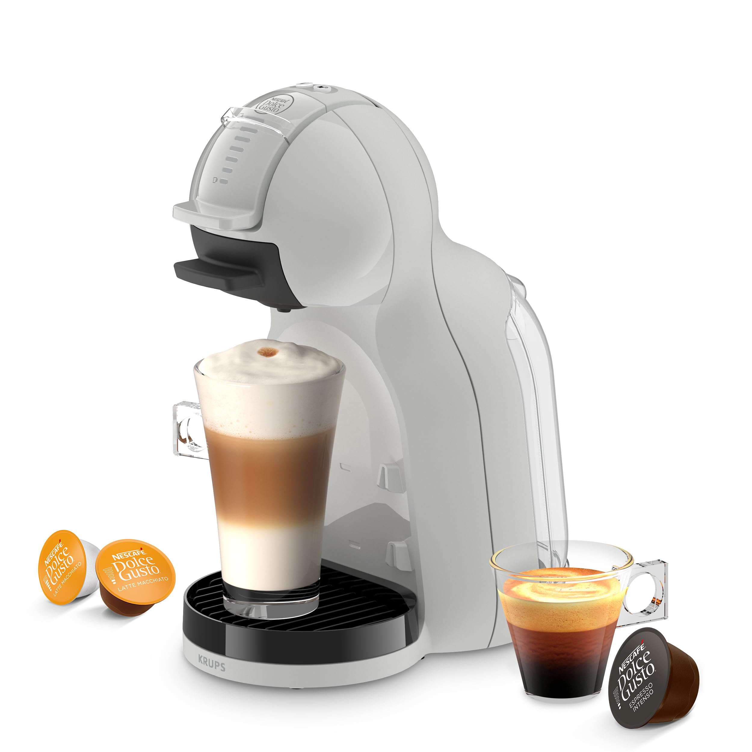NESCAFÉ Dolce Gusto Mini Me 2 von Krups Kaffeekapselmaschine, Temperatur und Menge einstellbar, über 45 heiße und kalte Lieblingsgetränke, kompakt, stilvoll, Artic Grey, KP143GF0