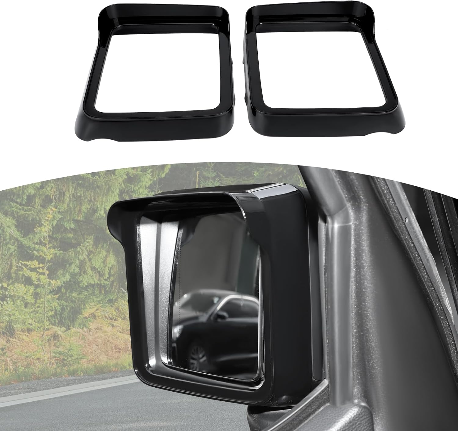 for Jeep JL Chrome Side Mirror Rain Eyebrow Trim Frame for Jeep Wrangler JL JLU 2018+ for Gladiator JT 2020-Present ABS Exterior Accessories 2pcs