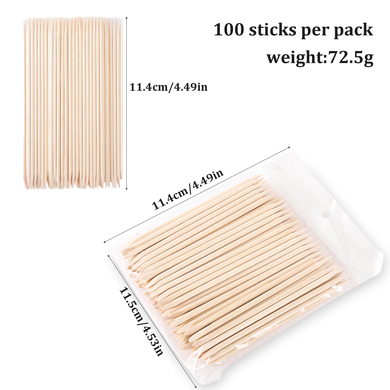 Lot de 100 bâtonnets en bois de rose - Outils de manucure professionnels - Bâtonnets à cuticules en bois d'oranger - Pour outil professionnel - Avec taille-crayon et côté plat