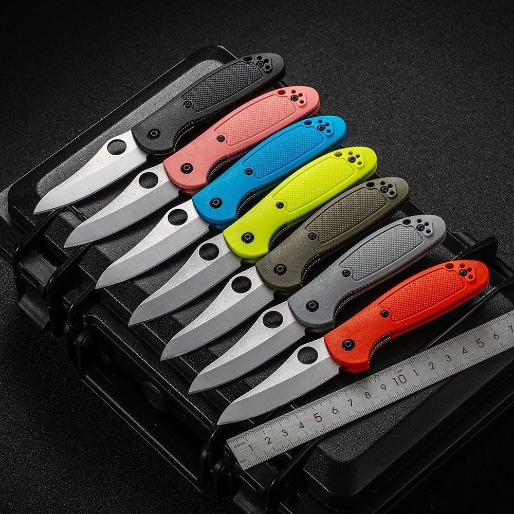 Klappmesser mit 440C-Edelstahlklinge, Nylon-Glasfaser-Griff, 17 cm Gesamtlänge, 7,2 cm Klinge, Mehrere Farben (Stil 01)