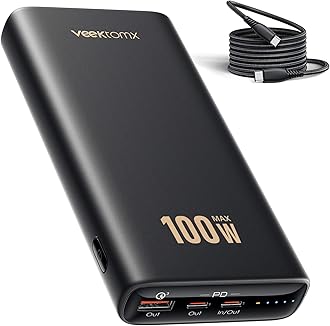 VEEKTOMX100W Laptop Power Bank 20000mAh Fast Charging Portable Laptop Charger USB C PD 3.0 Battery Bank Compatible with iPhone15/14/13/12/11 Pro MacBook iPad Samsung Steam Deck Camera etc