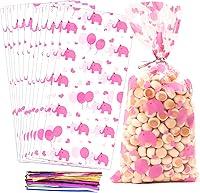 Vista 19 de COQOFA 100 piezas de bolsas de celofán transparentes para regalos con forma de corazón dorado de 17,78 x 30,48 cm, bolsas de fiesta, para caramelos