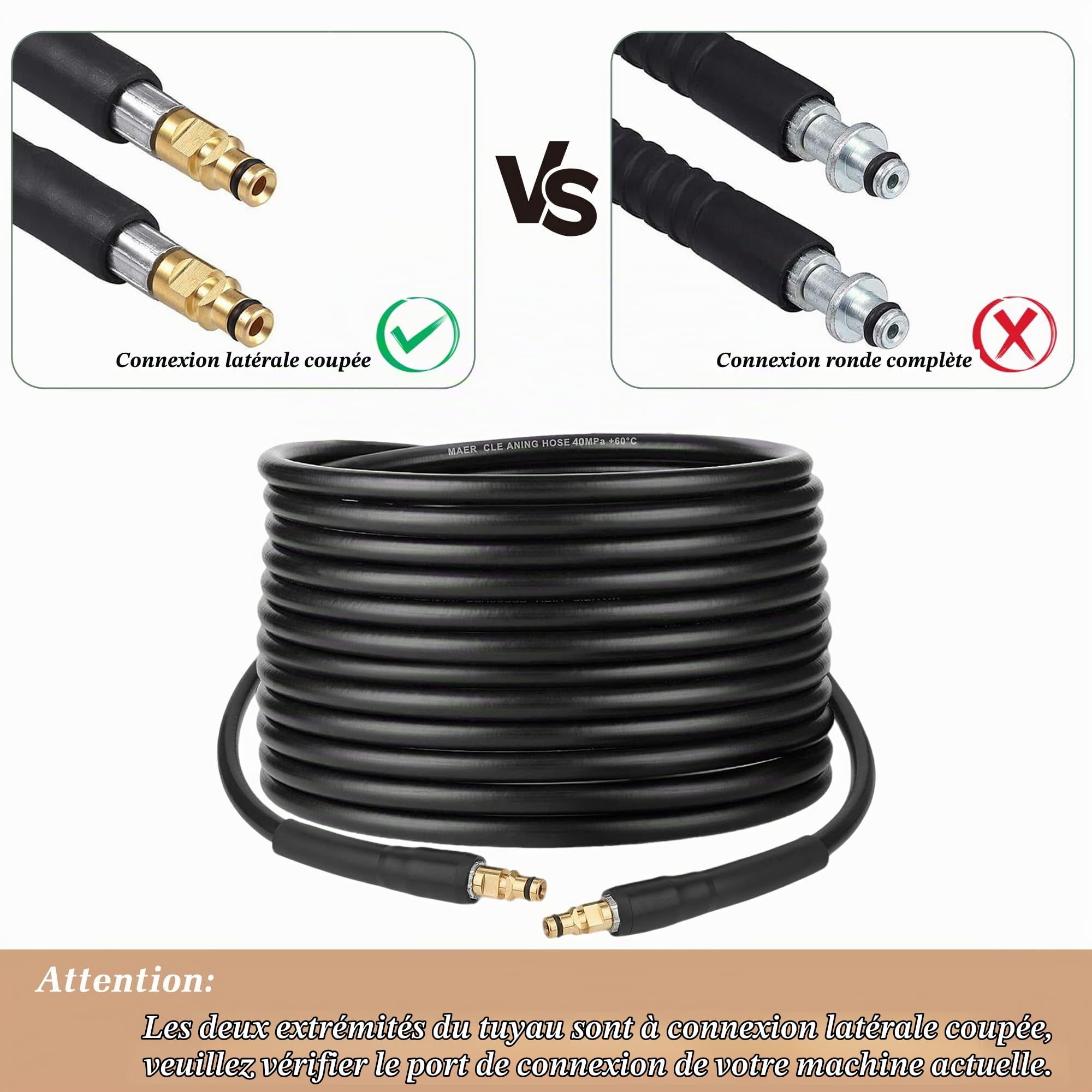 20m Flexible Tuyau pour Kärcher K2 K3 K4 K5 K6 K7 Nettoyeur Haute Pression Accessoires Tuyau de Rechange d'extension Rallonge Tuyaux de Rechange Pièces Détachées avec Connecteur Rapide