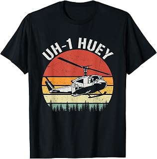 UH-1 Huey US Military Helicopter Pilot Retro Vintage T-Shirt