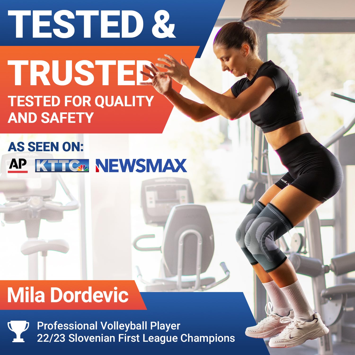 DR. BRACE Elite - Rodillera estabilizadora de tamaño (pack de 2 unidades) - Rodillera para hombre y mujer - Entrenamiento deportivo diario - Manguito de compresión para el máximo apoyo contra