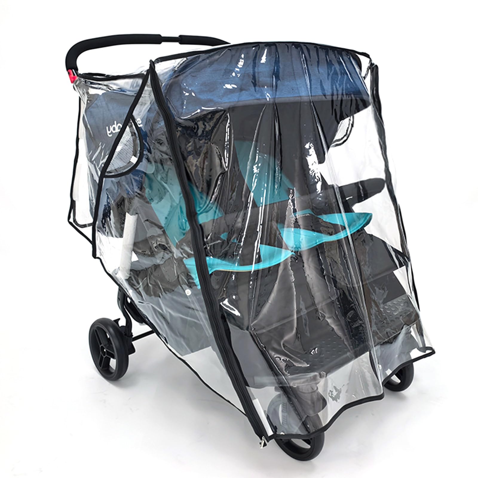 Montesy Twin Strollers Rain Sleeve Water Proofing with Ventilation Mesh and Rear Storage Bag for Baby Carriage Accessories