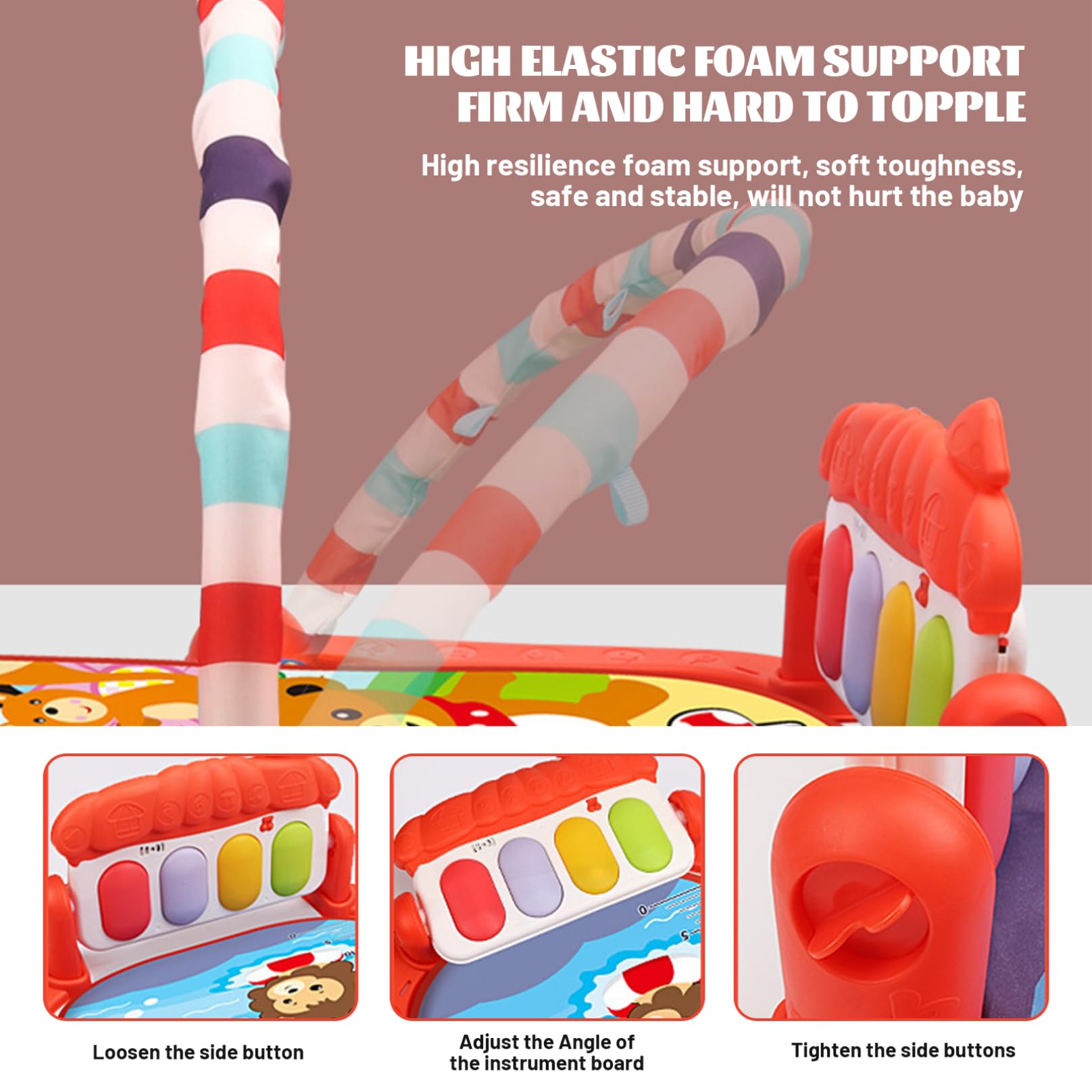 Centre d'activité pour bébé avec Music léger Baby Gym Play Mat avec Un Tapis de Jeu Amovible avec Pendentif avec Les Nouveau-nés et Les Tout-Petits Blue Early Development Activity Toys