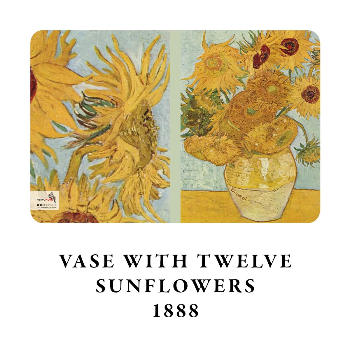 Retronote Van Gogh zestaw 4 książek z serii Flowers 3 Flowers Series bez linii, 64 strony, 10,5 x 14 cm