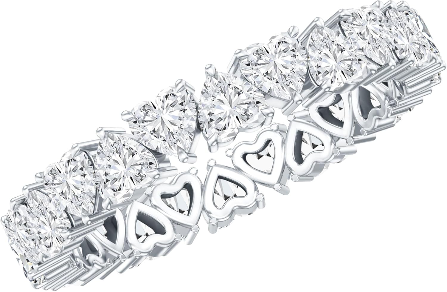 Certified Lab Grown Diamond Eternity Band for Women, Ef-Vs Quality, Diamond Heart Ring - With Jewelry Box