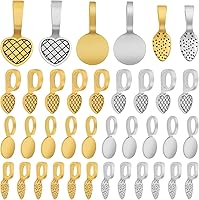 JMKTOOL 120pcs Tibetan Glue-on Bail Pendants: 3 Styles, Antique Gold & Silver Alloy Flat Pads for DIY Jewelry Necklaces, Earrings, Crafts