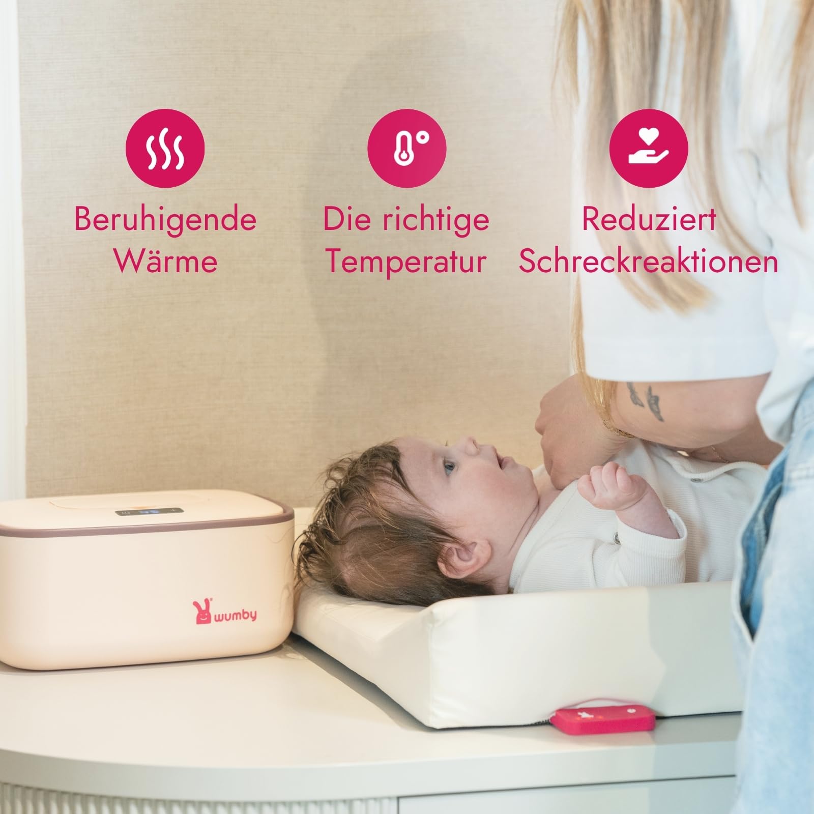 Beheizte Wickelauflage 67x45 cm, Wickelunterlage, Wickeltisch Zubehör, Wickeltischauflage, Baby Matte, Changing Mat, Alternativ Heizstrahler Wickeltisch, Vanilla