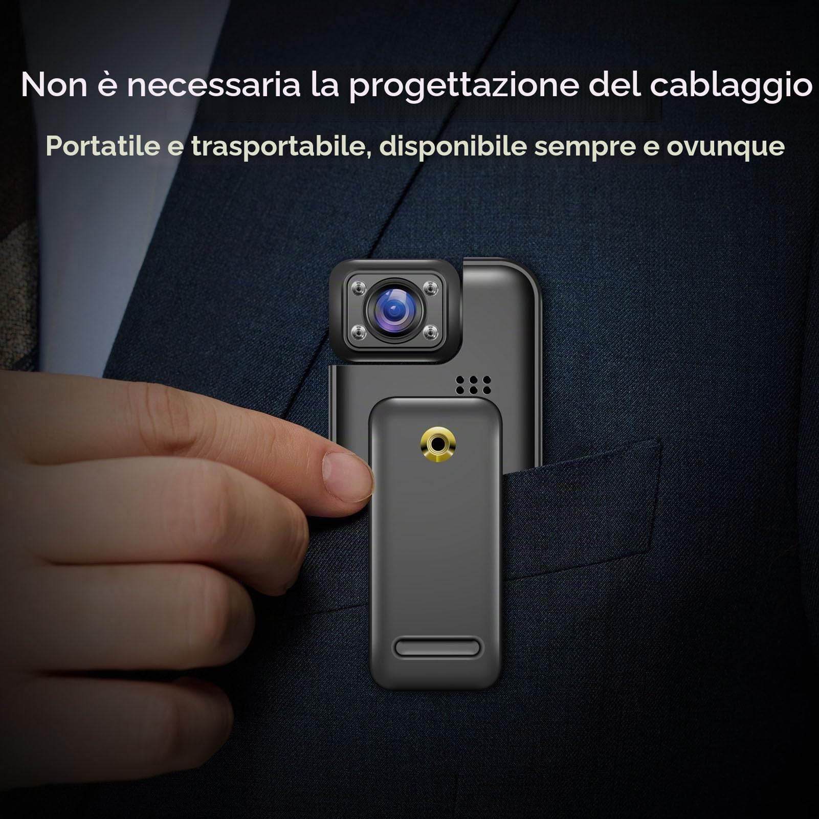 Camera del Corpo con Registrazione Audio e Video, Camma Body HD 4K con Obiettivo Rotante a 180 °, Videoregistratore Tascabile con Clip Posteriore