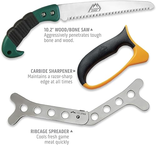 Miniatura 5 de Outdoor Edge Procesador de juegos, PR-1, kit completo de cuchillos de caza de 12 piezas para procesar juegos grandes, cuchillas afiladas de acero