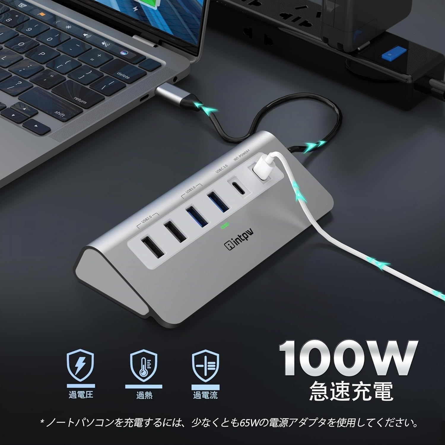 P9 Hub USB C, intpw 9 en 1 Adaptateur USB C vers 4K HDMI, PD 100W, 2 x USB A 2.0, 2 x USB A 3.0, 1 x USB C 3.0, SD/TF pour MacBook Air/Pro iPad Dell