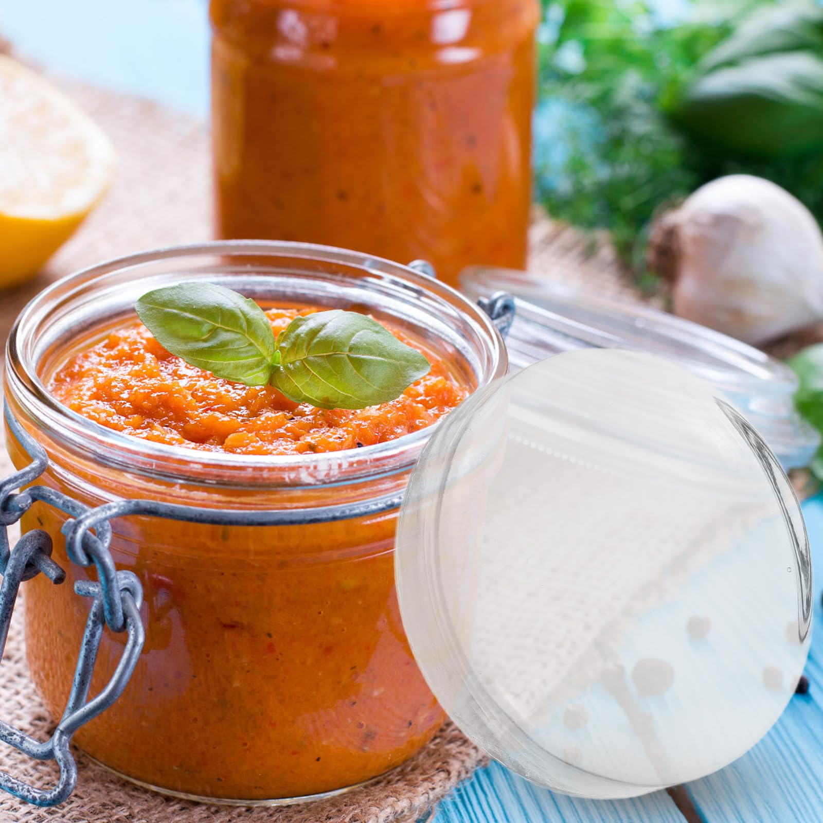 Gärgewichte und Einmachglas Anwendung aus Glas 2 Stück zum Gewicht Fermentieren zur Sauerteigfermentation Leichtes Klares Fermentiergewicht für Weithalsgläser