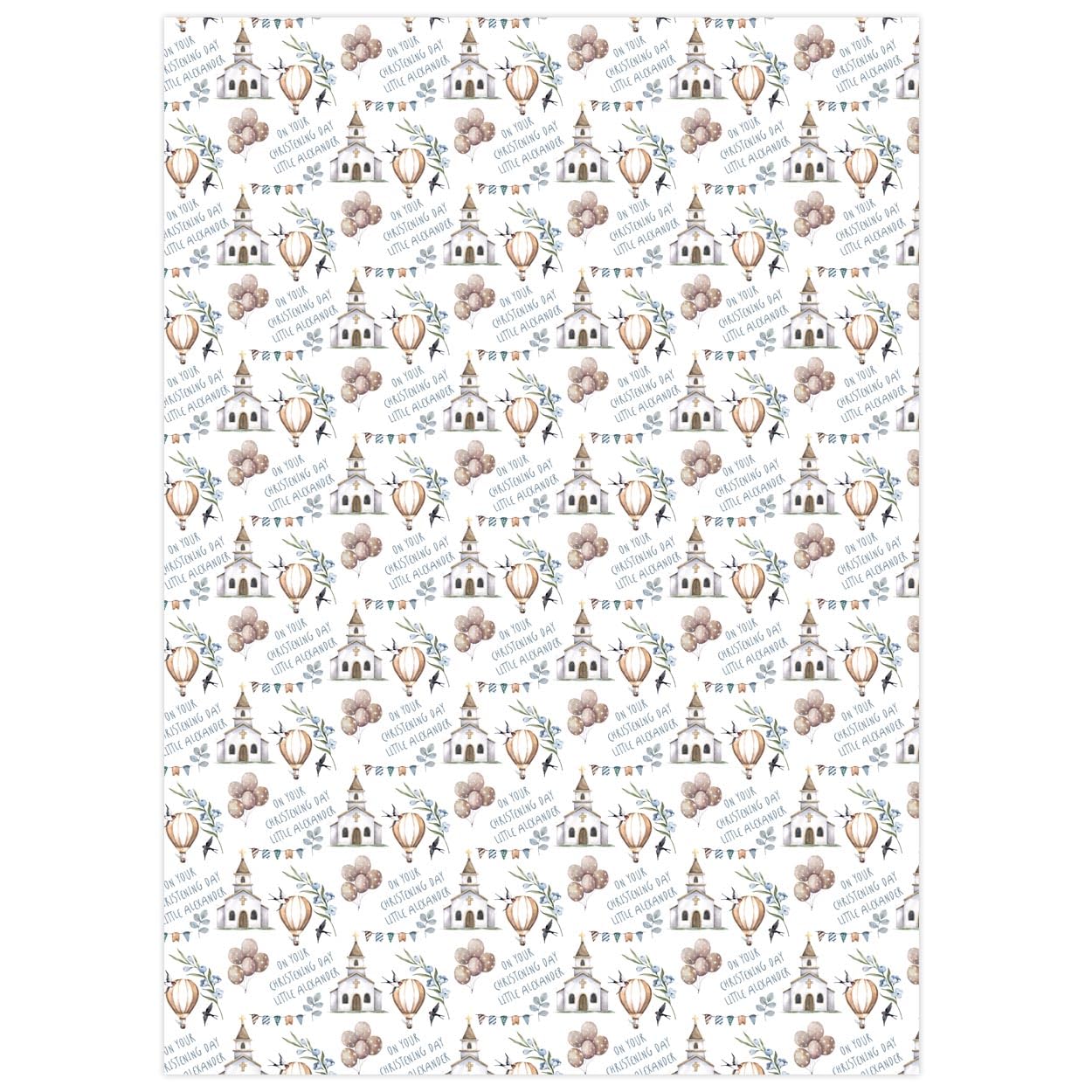 Personalised Christening Gift Wrapping Paper For Girls and Boys by Paper Themes (Little Church)