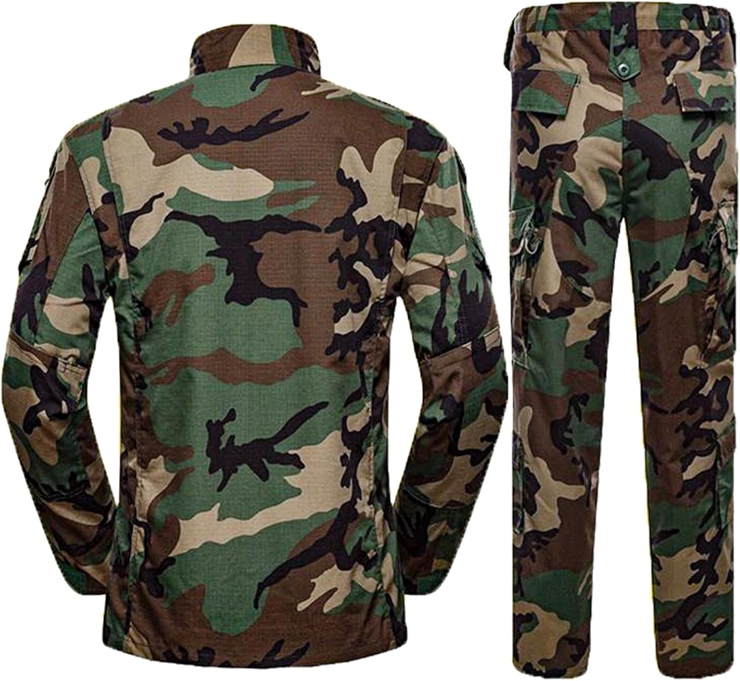 HANSTRONG GEAR Men Tactical BDU Combat Uniform Jacket Shirt & Pants Suit for Army Military Airsoft Paintball Hunting Shooting War Game Woodland (L)