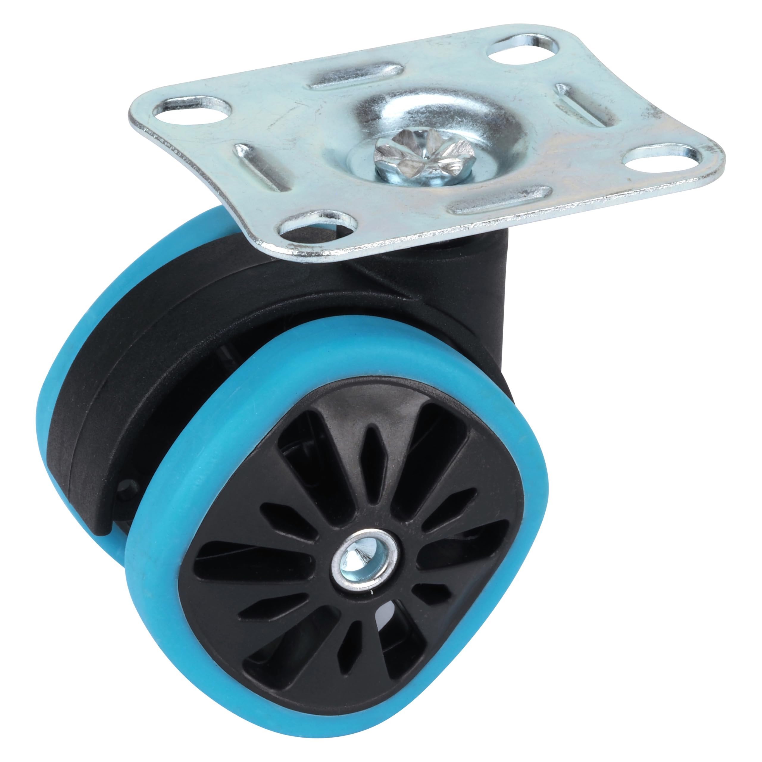 Dörner + Helmer Design Lenkrollen, Eckige Rollen, 4er-Set, 58mm x 10,5mm, 280kg Tragkraft, 70mm x 58mm Platte, Blau