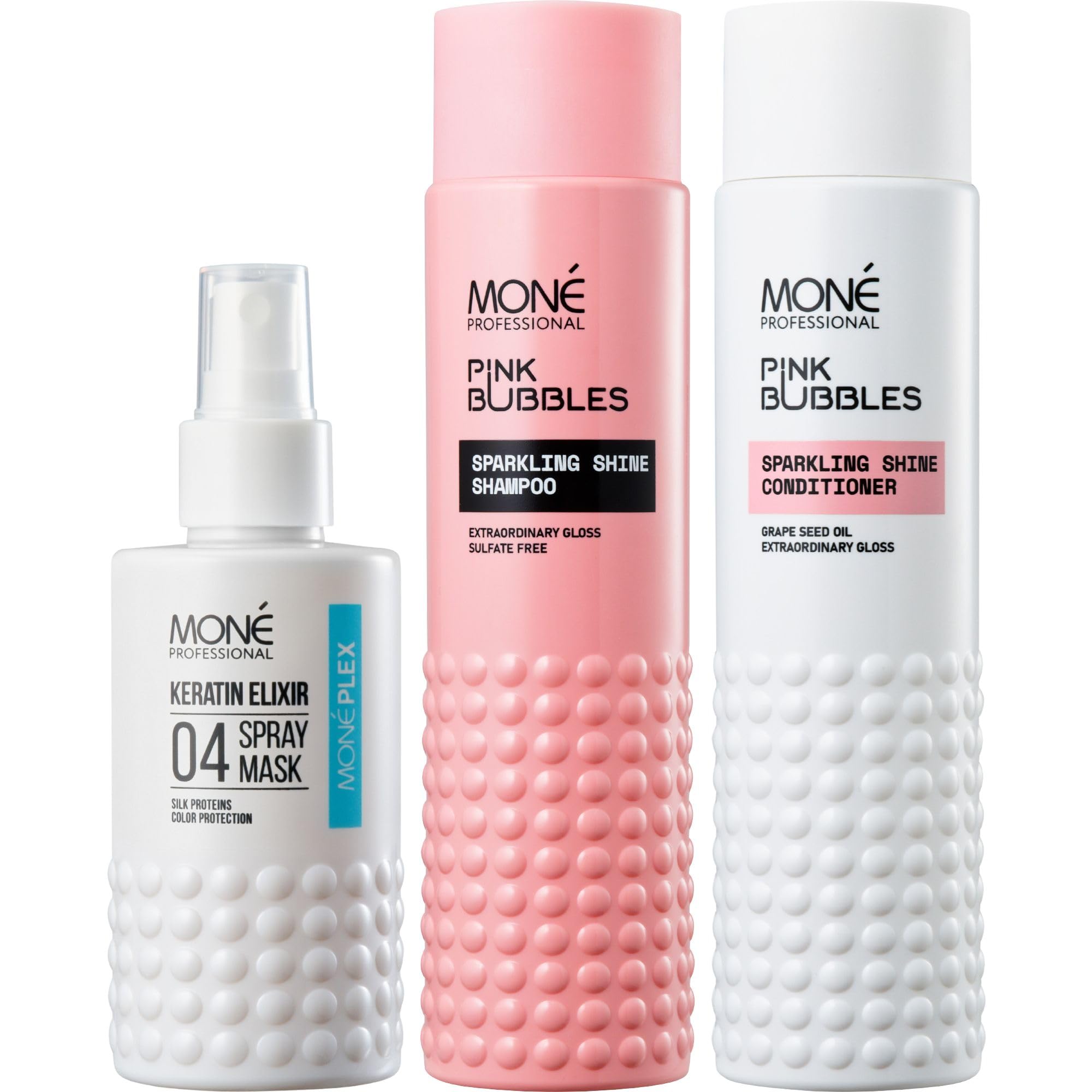 MONÉ PROFESSIONAL - Keratin Leave-in-Conditioner - 10-in-1 - hitzeschutz für haare (Blau + 2 Rosa)