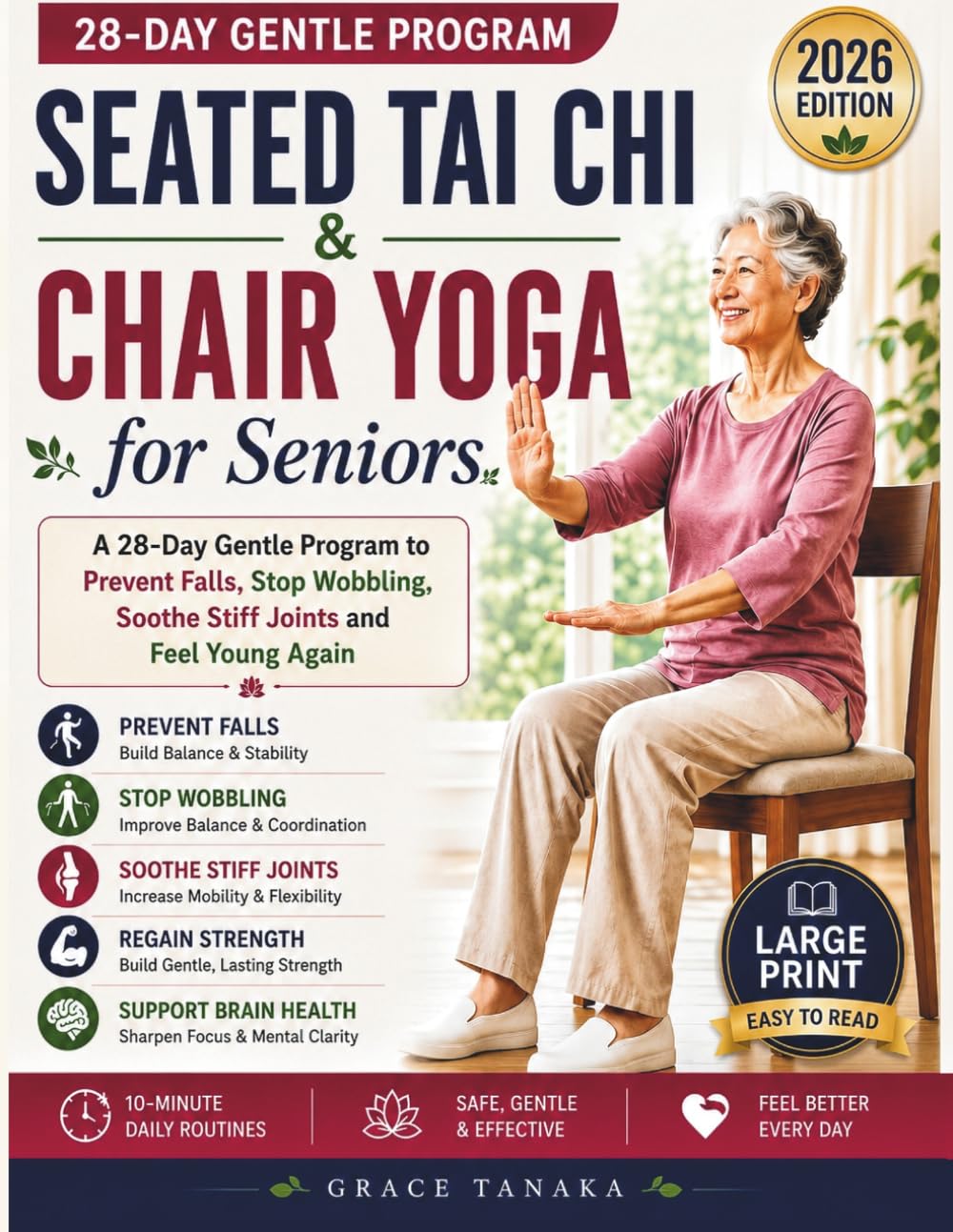 Seated Tai Chi & Chair Yoga for Seniors: A 28-Day Gentle Program to Prevent falls, Stop Wobbling, Soothe stiff joints and Feel Young Again