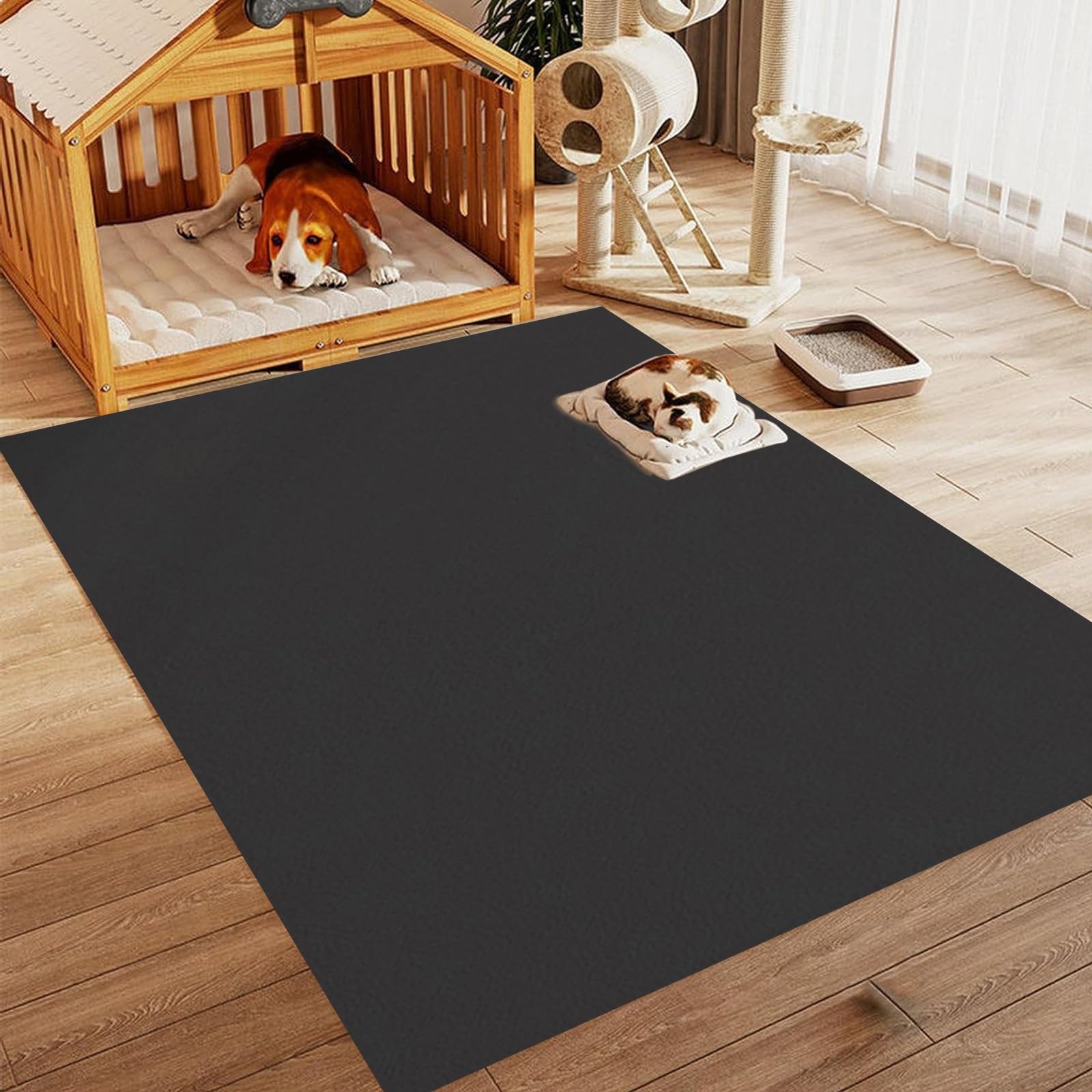 Tappetini Sottociotola Per Cani, Tappetino Ciotola Cane Antiscivolo, Faciledapulire, Sicuro Per Alimenti, Taglio Casuale, Proteggi Pavimento, Impermeabile PVC Tappeto Pee Pad(Darkgray,140x200cm)