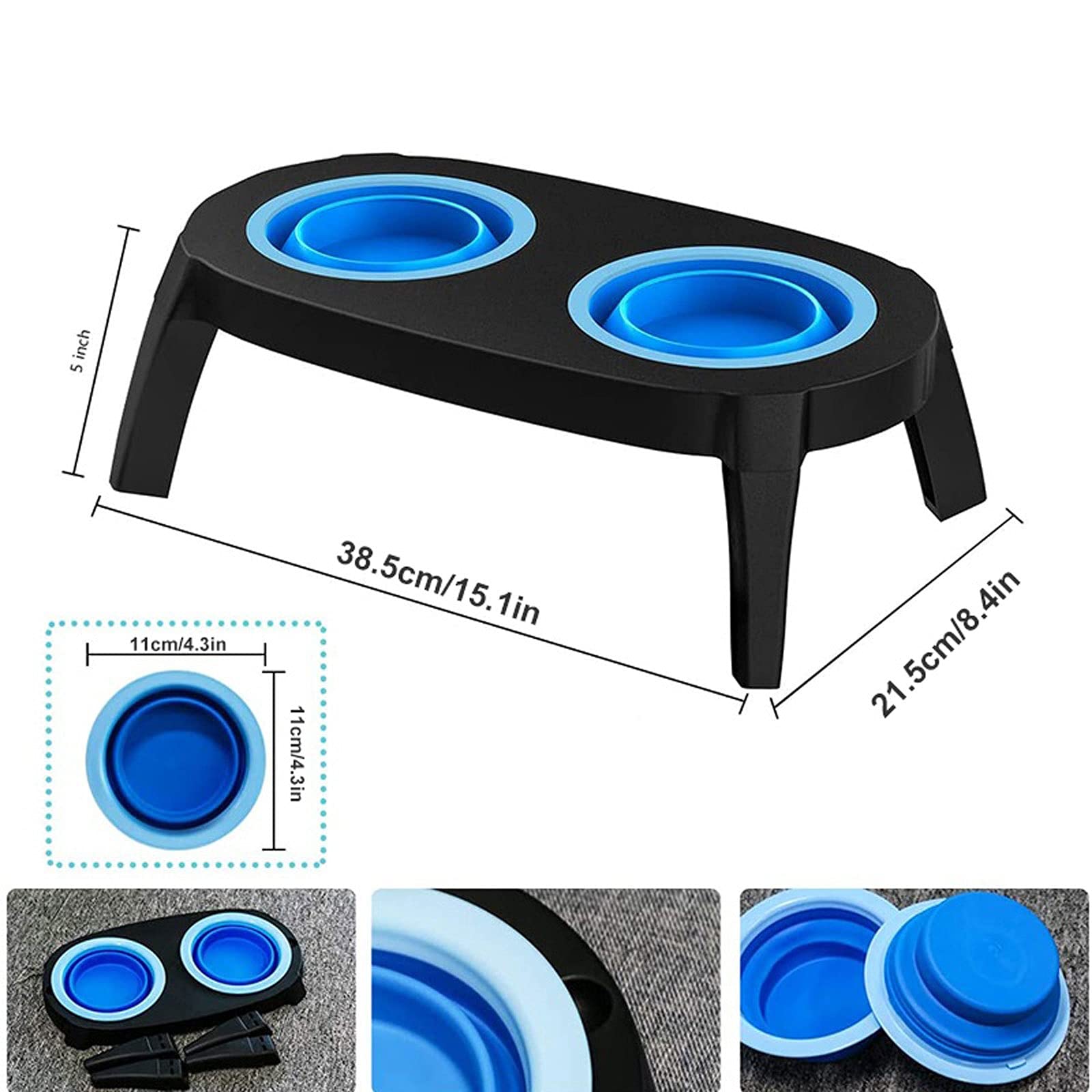 RTHGTFGW Comedero Perro Cuenco de Perro Elevado con Soporte Plegable de la Pierna de la Pierna de la Pierna del Agua del alimentador de Mascotas Platos lavavajillas Seguro (Color : Pink)