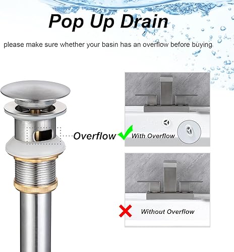 Miniatura 4 de DEOLER Grifo de baño de cascada de 4 pulgadas, moderno grifo mezclador de lavabo de 3 agujeros, grifo de lavabo de tocador de 2 manijas con drenaje