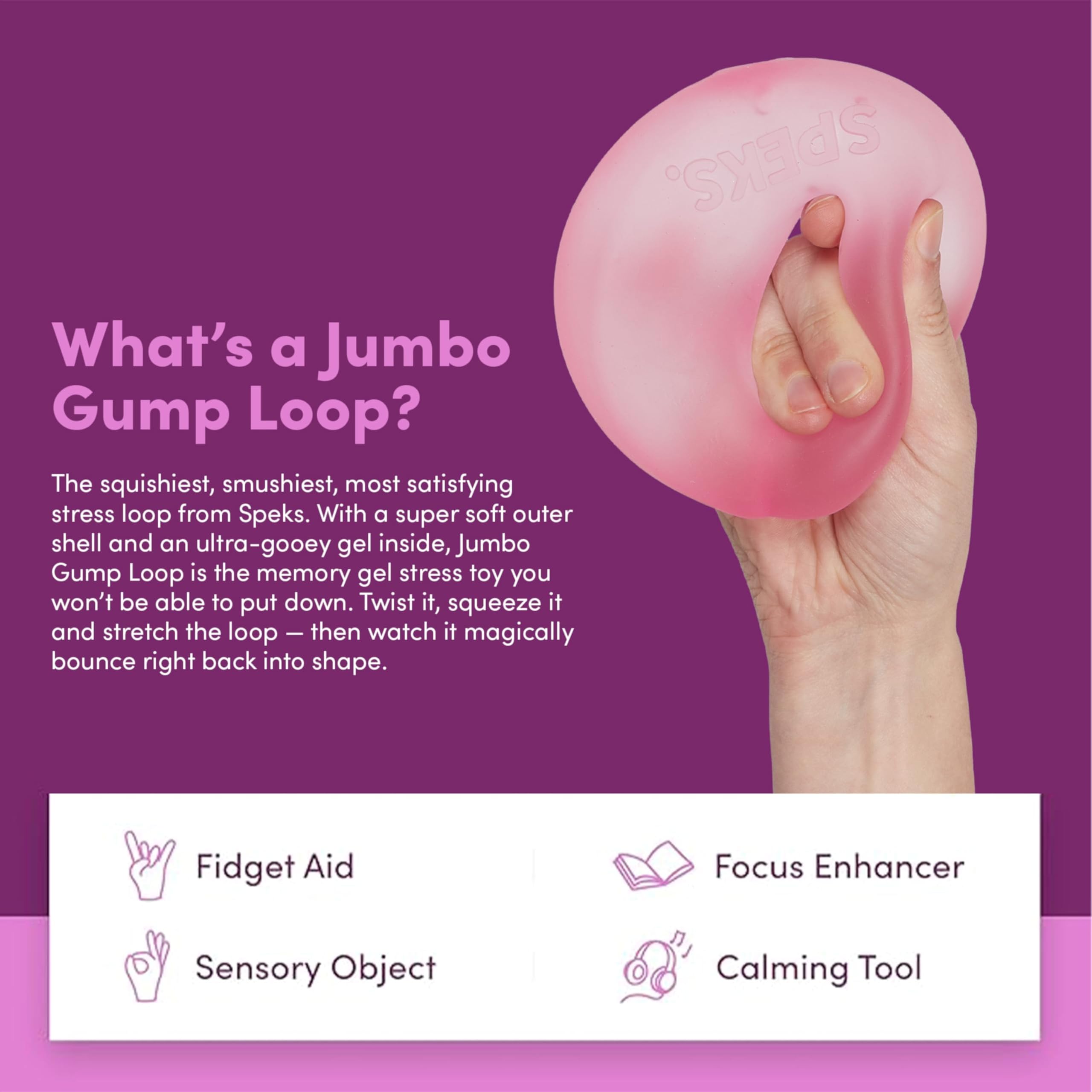 Gump Jumbo Loop Gel-Filled Stress Ball, Pink, Large 1 Loop - Image 3