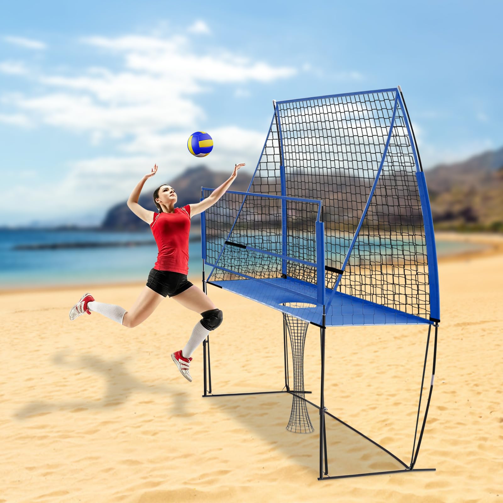 Sistema di rete di allenamento per pallavolo, attrezzatura per esercizi regolabile in altezza, per casa, scuola, parco giochi