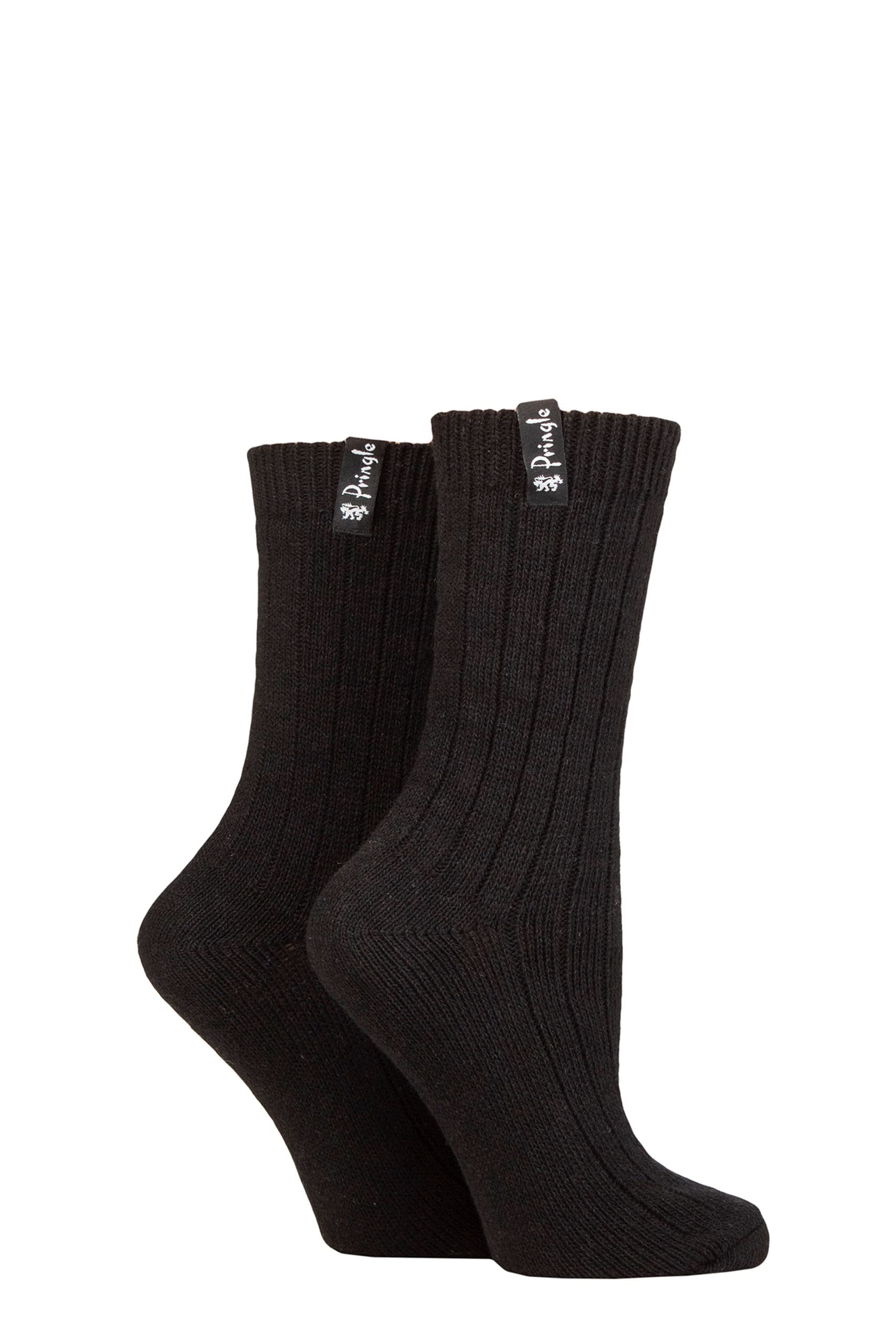 Pringle Ladies Classic Boot Socks Pack of 2 Black 4-8
