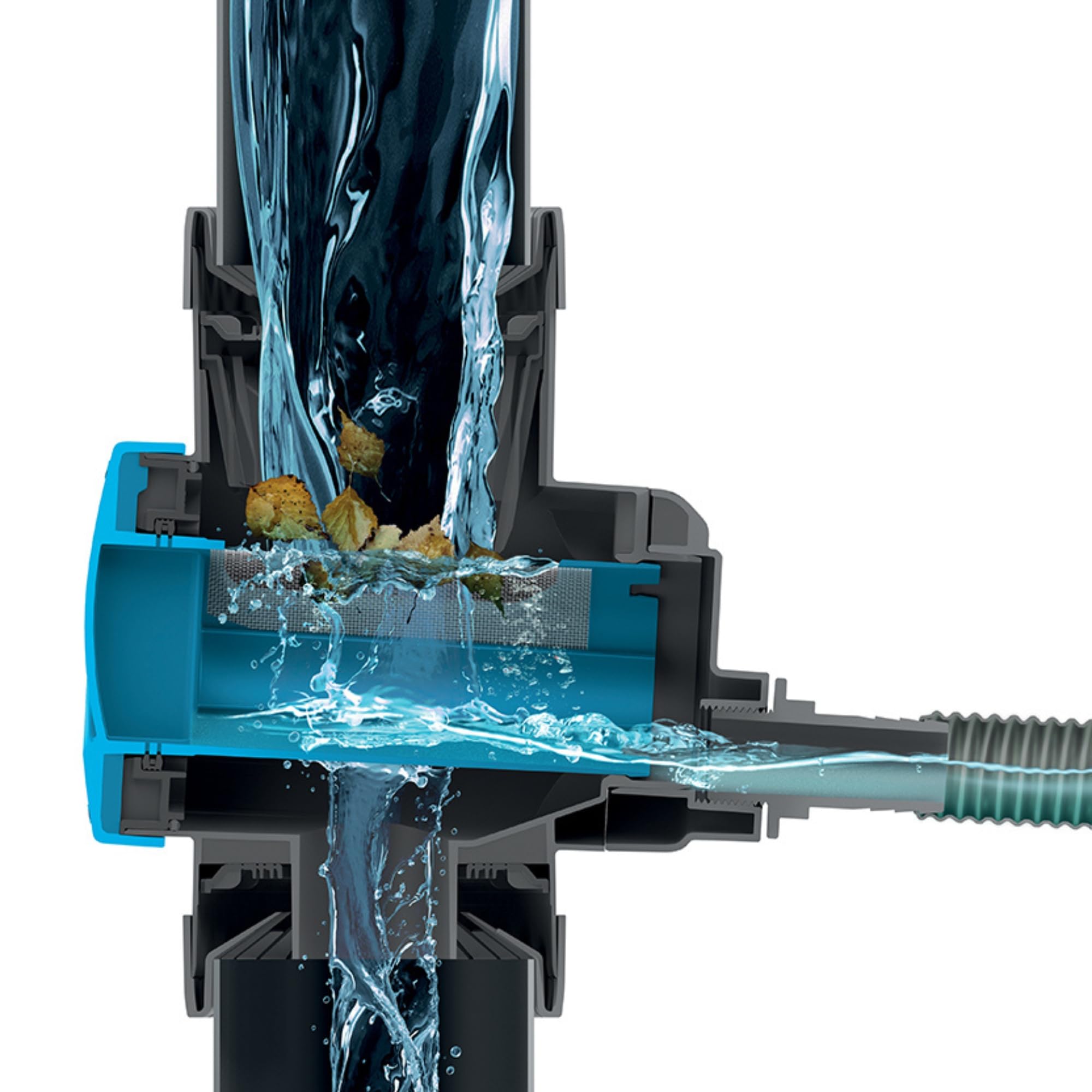 YourCasa Raccolta di pioggia [Downpipe] - Tappo per troppopieno, rubinetto di intercettazione e filtro metallico - Connessione tubo di scarico DN100 e serbatoio marrone