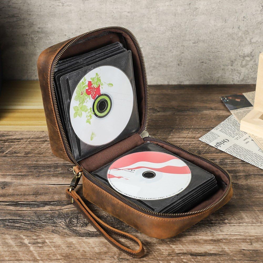 Custodia Porta Dvd in Pelle con Chiusura a Cerniera, Impermeabile E Antipolvere, Organizer Rigido per