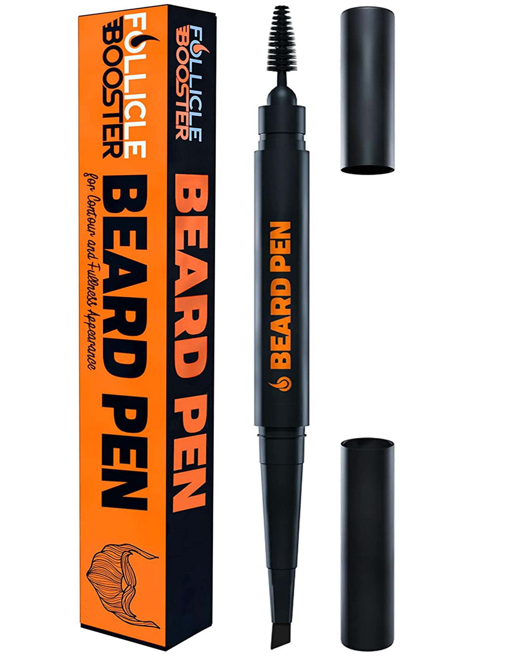 Beard Pen Filler for Men - Barber Styling Grooming Pencil with Brush - Waterproof Proof, Sweat Proof, Long Lasting Solution with Natural Finish - Cover Beard and Scalp Patches - Dark Brown 1 Pack