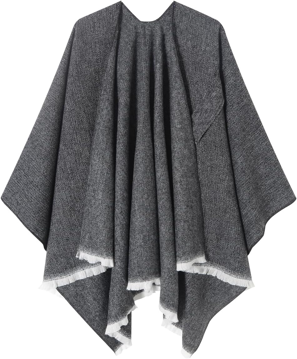 Women's Shawl Wrap Poncho Warm Cape Cardigan Open Front Shawls for Spring Fall Winter Cold Weather Days - Image 2