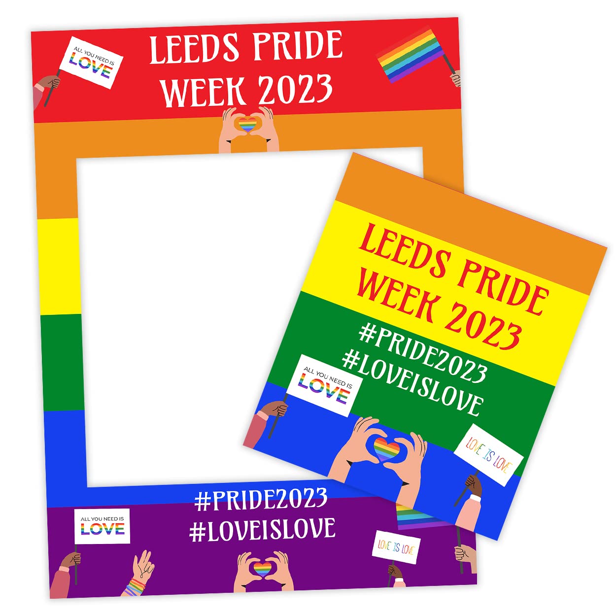 Pride Week Personalised Selfie Frame Bunting by Paper Themes Bunting Party Photo Booth Prop Frames for Selfies at Pride Week, Pride Parties, LGB, LGBTQIA+ events- (All You Need Frame)