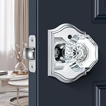 Chrome Crystal Door Knob Interior, Privacy Glass Door Knob, 1Pack