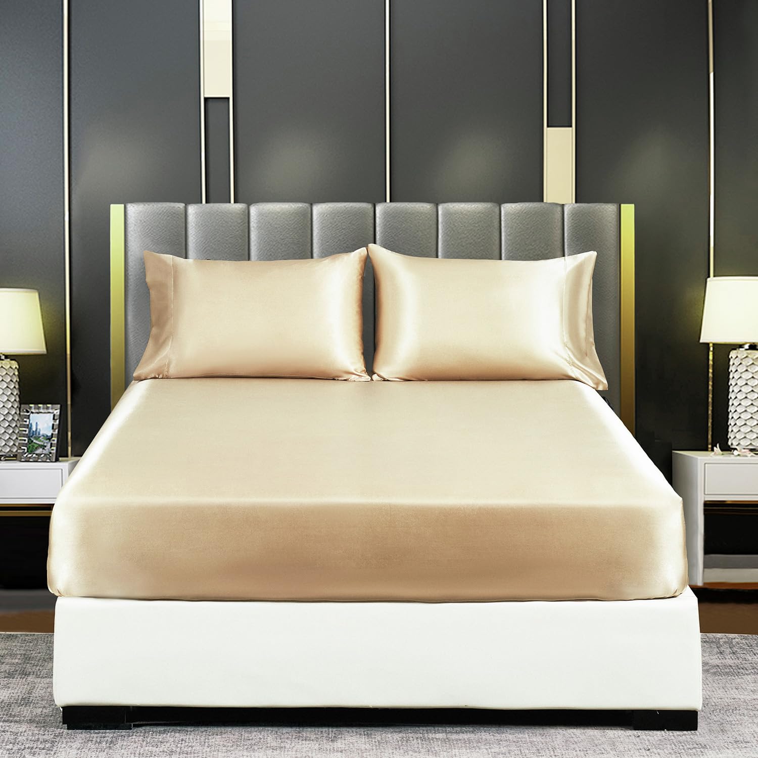 Lirex Satin Sheets Queen Size Bundle - Luxury Soft Silky Sheets for Hair and Skin Bed Sheets Set