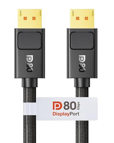 Silkland 80Gbps DisplayPort Cable 2.1, 6.6FT, Secure Latch