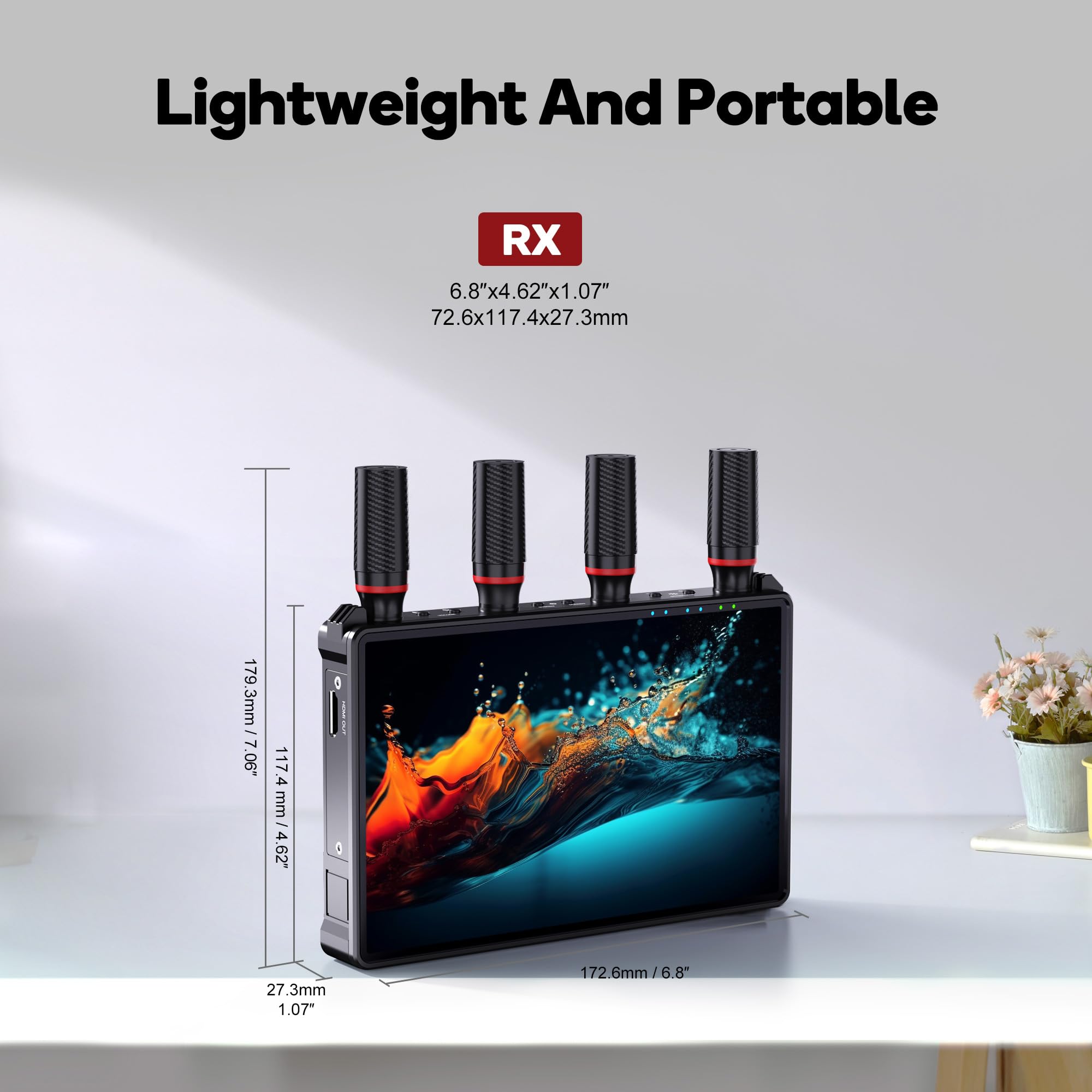 Bezprzewodowy odbiornik HDMI z monitorem HD 7", bezprzewodowy system transmisji wideo VCOLink - Przenośne odbiorniki HDMI 2,4G/5G 1080p do strumieniowego przesyłania dźwięku wideo z TV Box/PC