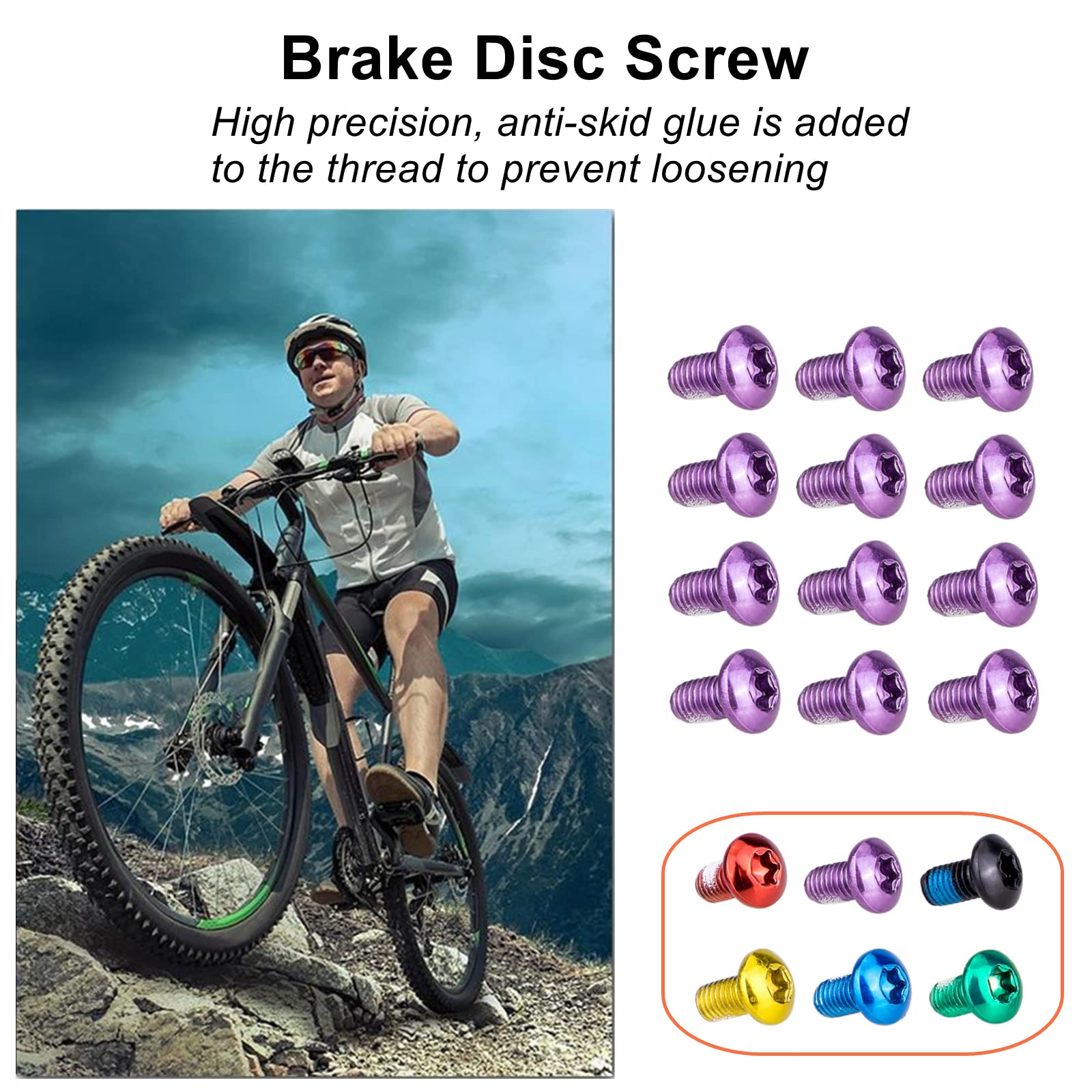 Viti per dischi freno per bicicletta, 12 pezzi M5 x 10 mm Viti per disco freno per bicicletta anodizzate, vite T25 per rotore di bicicletta per MTB, bici da corsa, mountain bike (viola)
