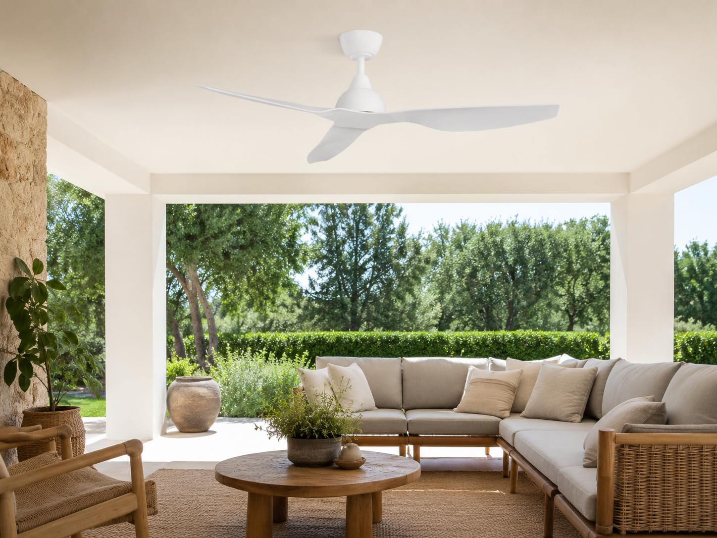 VENTILADOR DE TECHO SIN LUZ SILENCIOSO ASPAS 132CM BLANCO 30 W | 6 Velocidades | Ultra silencioso | Función Verano-Invierno | Temporizador | 3 Aspas | 132 de Diámetro | Motor DC