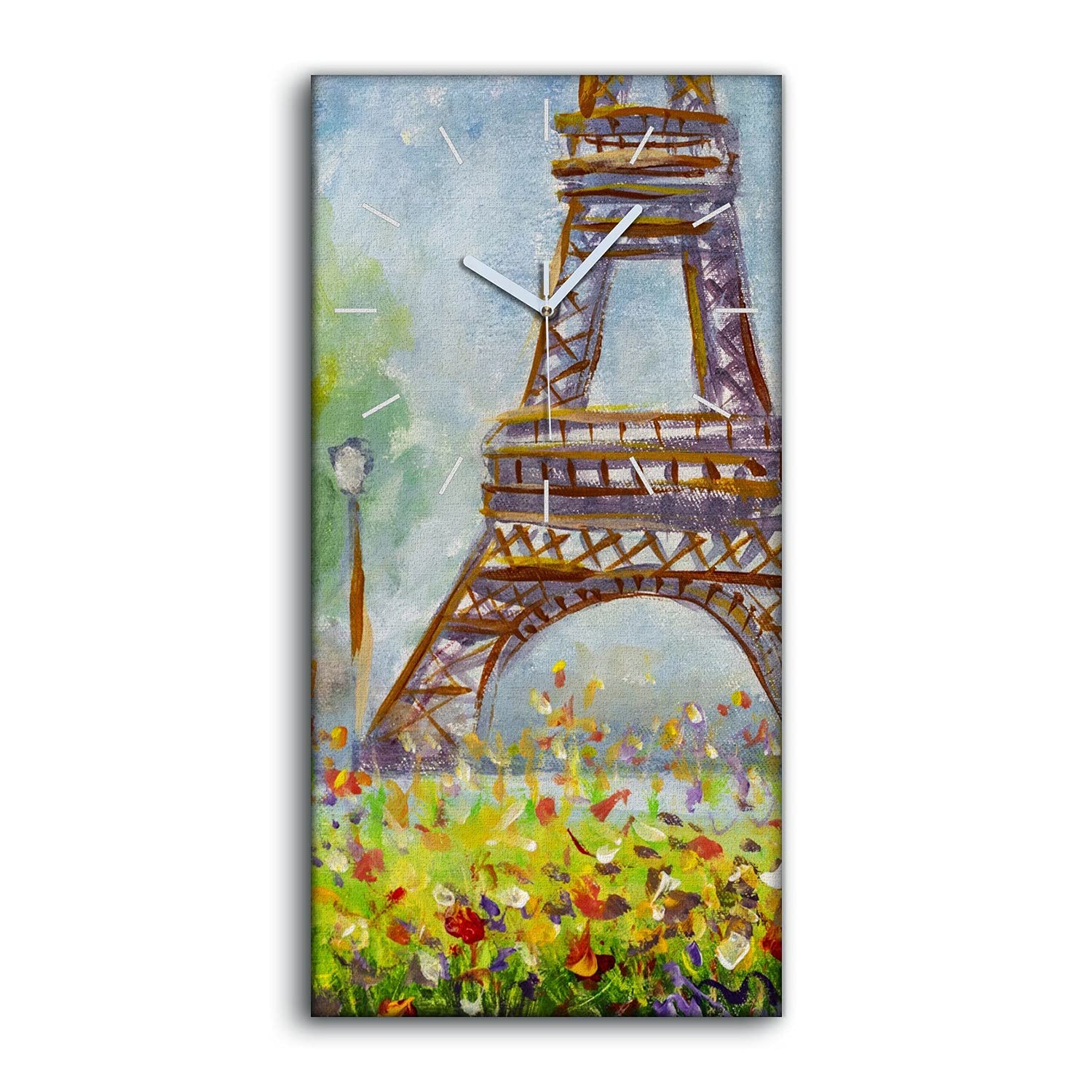 Horloge sur Toile Tableaux Muraux Salon Chambre Déco Moderne Fleurs 30x60