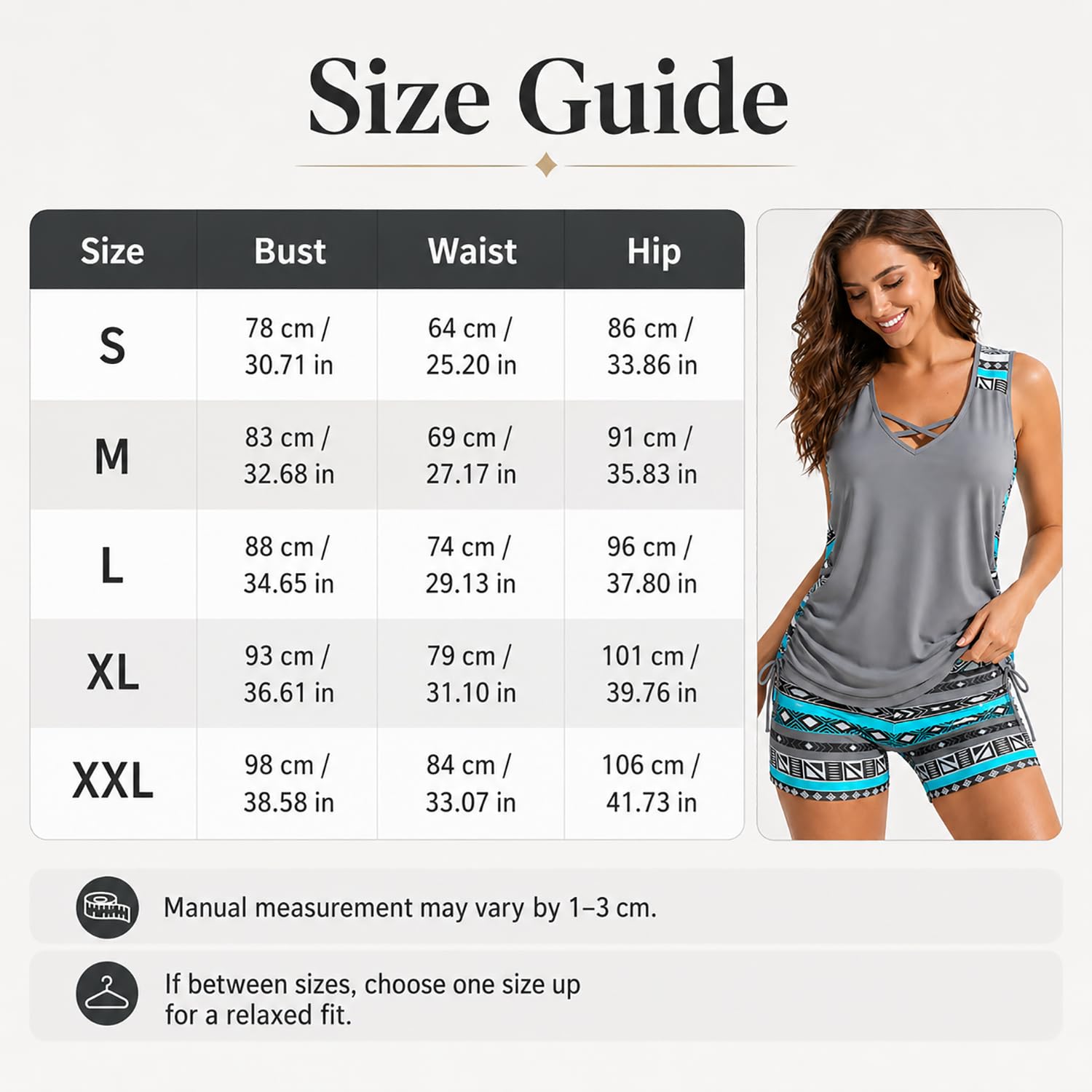 Women's Blouson Tankini Swimsuit, Tummy Control 2 Piece Bathing Suit with Built-in Bra and Boyshorts