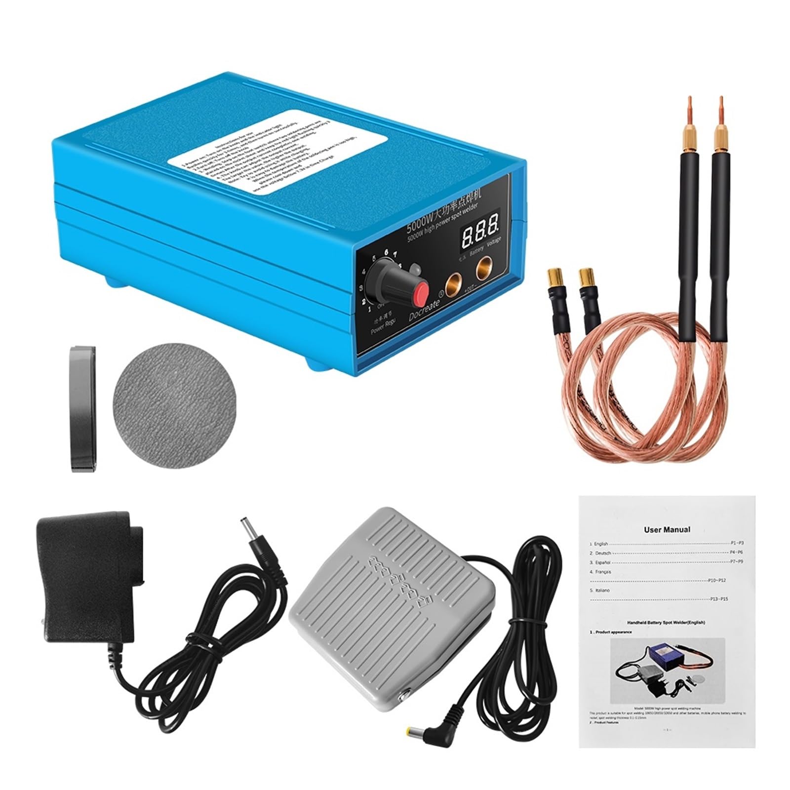 5000W Mini Spot Welder Kit DIY Battery Pack Welding Tools Portable Machine Pen for 0.25MM Nickel Strip The Weld is Strong(5000w Blue)