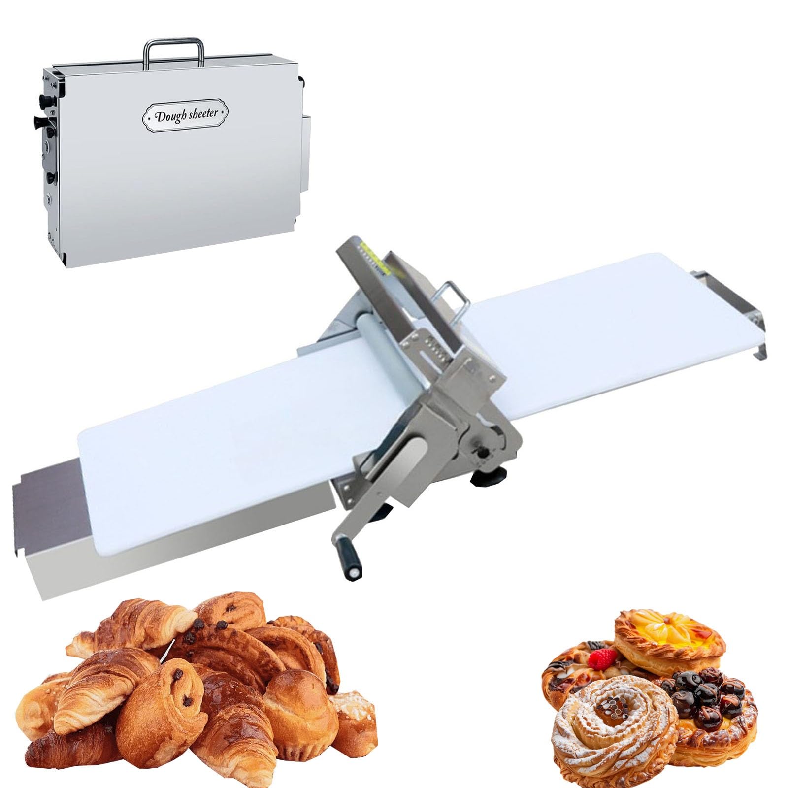 Sfogliatrice pieghevole for pasta, sfogliatrice reversibile for pasta sfoglia e rullo for fondente, rullo for pasta manuale, spessore regolabile 0-25 mm, pressa for compresse for impasti(Type 400)