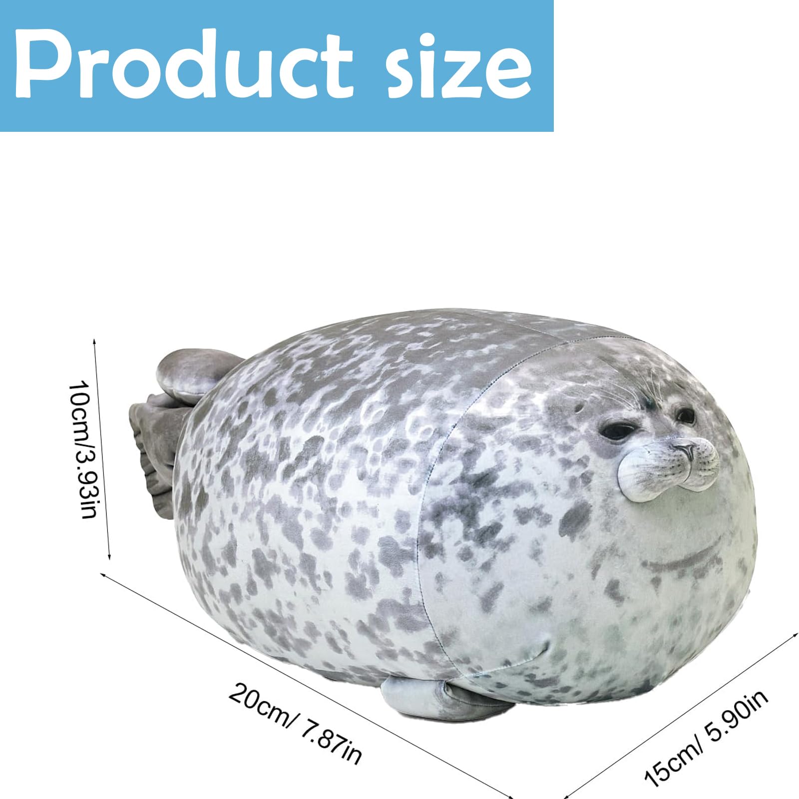 20CM Seal Cotton Stuffed Animal Grey (7.87inch), Soft Seal Hugging Pillow, Cute Ocean Pillow Pet - Image 2