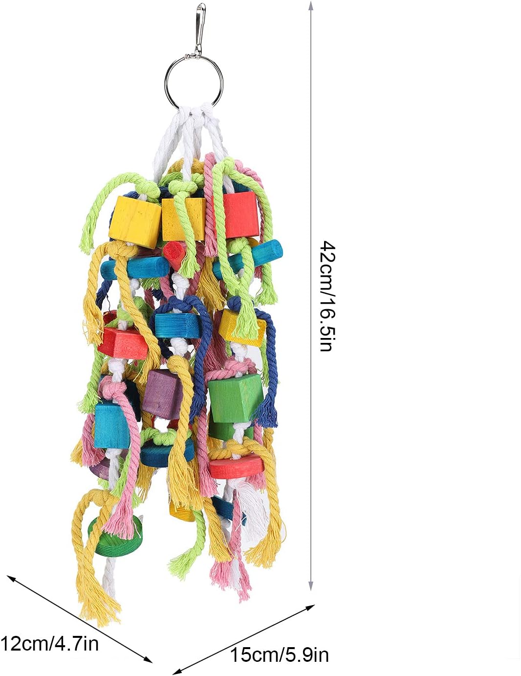 Parrot Swing Chewing Toys, Birds Parrots Multicolored Natural Wooden Chewing Toy Biting Block Gnawing String