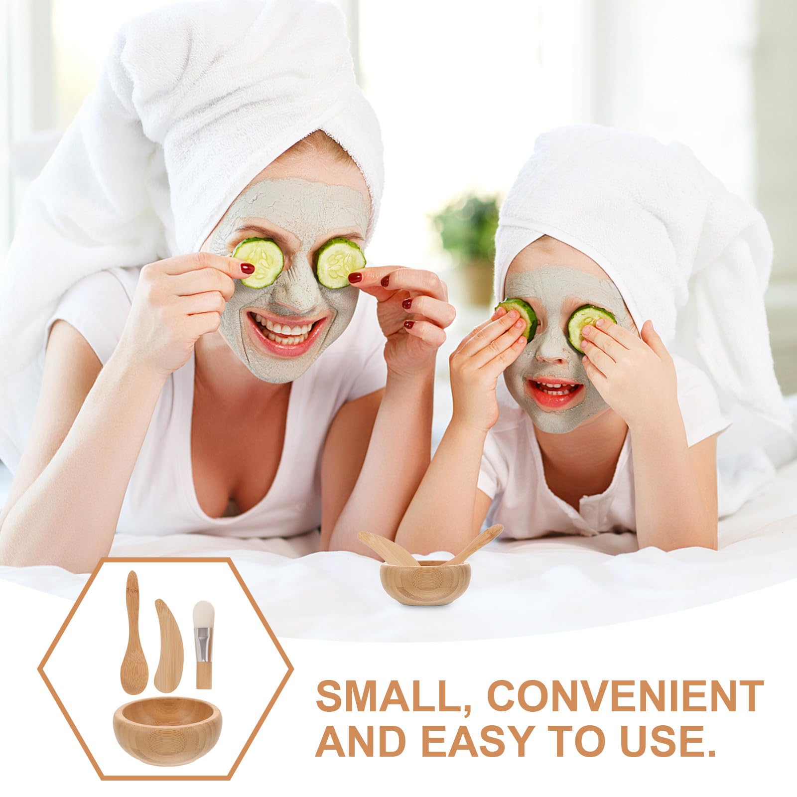 GANAZONO Set Maschere Viso in Legno Naturale Ciotola, Pennello, Bastoncino e Cucchiaio, Kit Completo per Preparazione Maschere Idratanti e Pulizia Viso a Casa e Salone Stili multipli