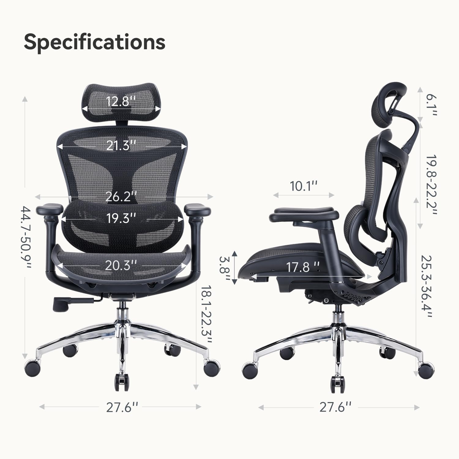 Garvee Silla de Oficina Ergonómica Grandeza y Robusta - Respaldo Alto de Malla Transpirable - Soporte Lumbar Dinámico - Reposabrazos 3D Ajustables - Asiento Giratorio con Reposapiés