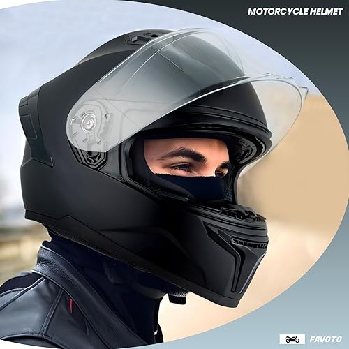 Miniatura 6 de Casco completo con viseras duales Favoto, Casco de motocicleta aprobado por DOT, Casco ligero para motocicleta, bicicleta de tierra, ATV,